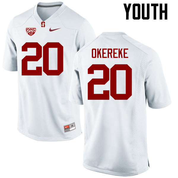 Youth Stanford Cardinal #20 Bobby Okereke College Football Jerseys Sale-White